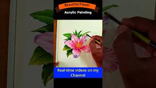 Flower painting in acrylic  flower painting tutorial shorts acrylicpainting [upl. by Roobbie]