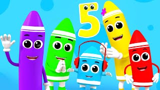 Five Little Crayons Learning Videos and Nursery Rhymes for Kids [upl. by Bergstrom]