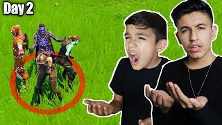 Last To Leave Circle Wins 10000 VBucks Challenge In Fortnite With Little Brother [upl. by Shelly]