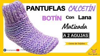 ✅ Moda Pantuflas Calcetines a 2 AGUJAS – 🌈 Tejiendo Paso a Paso Babuchas  Multicolor [upl. by Yreneh377]