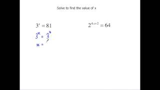 Level 2 Further Maths GCSE  Indices equations [upl. by Buckie]