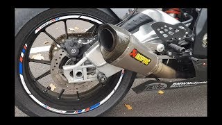 BMW s1000rr REV LIMITER and walk around full akrapovic shorty [upl. by Donough]