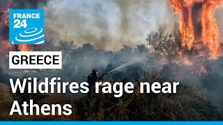 Residents flee as wildfires rage near Athens • FRANCE 24 English [upl. by Buford491]