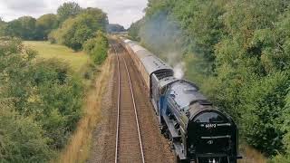 LNER 60532 Blue Peter steam locomotive passing codsall and penkridge 2924 [upl. by Tahpos]