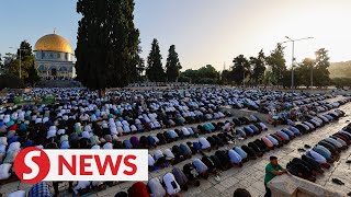 Thousands attend Eid alAdha prayers at AlAqsa mosque [upl. by Lisabeth]