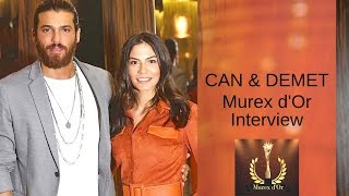 Can Yaman amp Demet Ozdemir ❖ Interview ❖ Murex dOr ❖ Can speaking English ❖ 2019 [upl. by Pevzner]