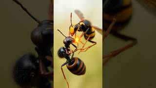 BULLET ANT VS GAINT HORNET  insects shortsvideo [upl. by Noryd]