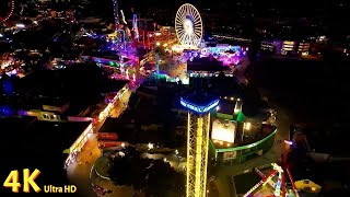 Crazy Colored Amusement Park Prater Wien amp Riesenrad City Tour 4K  Airdynamics Vienna Austria [upl. by Atnahc]