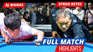 Efren Bata Reyes vs AJ Manas  Highlights [upl. by Renruojos]