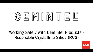 Working Safely with Cemintel  Respirable Crystalline Silica RCS [upl. by Eyla]