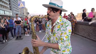 Ameno Dorime  STREET SAX PERFORMANCE in Italy [upl. by Emelina459]