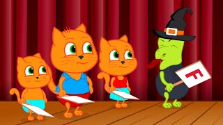 Cats Family in English  Witch guesses the word Cats Cats Cartoon for Kids [upl. by Castra783]