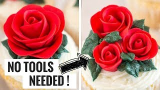 Easy Fondant Rose  No Tools Needed [upl. by Skoorb]