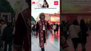 ✨Handsome Serbian Disrupts Street Fashion Trends with Kazakhstan Costume fypシ゚viral fyp kazakhs [upl. by Eerrahs86]