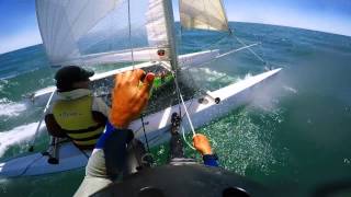 Sailing catamaran SL16  Castelldefels Spain I GOPRO HD [upl. by Imeaj]