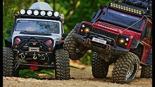 Traxxas TRX4 Defender amp Axial SCX10 II Jeep Wrangler JK Rubicon Hiking [upl. by Vatsug]