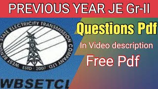 WBSETCL JEGR II PREVIOUS YEAR QUESTION PDF [upl. by Udela]