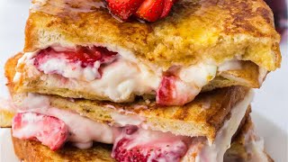 Sinfully Delicious French Toast Stuffed With Fresh Strawberries And Cream Cheese [upl. by Neelrihs]