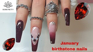 January birthstone nails  garnet  products from bornprettyofficial [upl. by Frohman]