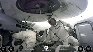 Billionaire steps out of SpaceX capsule for first private spacewalk hundreds of miles above Earth [upl. by Onirefes460]