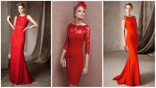 VESTIDOS ROJOS DE FIESTA DE MUJER  MODA 2019 EN COLOR ROJO TENDENCIAS BODA CORTOS Y LARGOS [upl. by Zug]