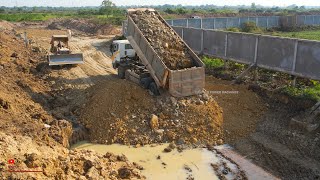 Amazing Layers​ Missing Under Foundation Driveway Building New With Skills Dozer Dump Trucks Working [upl. by Anitreb]