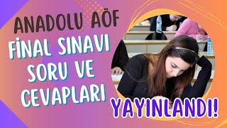 Anadolu Aöf Güz Dönemi Final Sınavı Soruları ve Cevapları Yayınlandı Sonuçlar Ne Zaman Açıklanır [upl. by Marcellus]