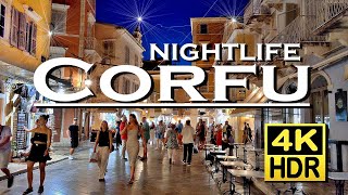 Corfu Old Town Nightlife Restaurants Bars Shops in 4K HDR UHD 💖 The best places 👀 Walking tour [upl. by Eyar]