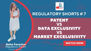 Regulatory Shorts7  Patent vs Data Exclusivity vs Market Exclusivity  Drug Regulatory Affairs [upl. by Llennhoj]