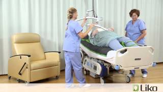 HillRom  Liko® Lifts amp Slings  Transfer from a Supine Position in Bed to Chair Bariatric [upl. by Nyraa992]