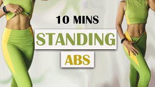 10 Min Standing Abs Workout  විනාඩි 10 සිටගෙන කරන බඩ සඳහා ව්‍යායාම  At Home Workout [upl. by Kataway]