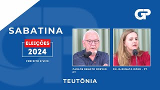 ELEIÇÕES 2024  SABATINA COM CANDIDATOS DE TEUTÔNIA  CARLOS RENATO DREYER E JÚLIA RENATA DÖRR [upl. by Aihsenyt]