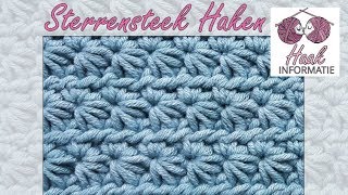 Uitleg Sterrensteek Stersteek Star Stitch Haken  Haakinformatie [upl. by Salbu284]