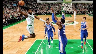 Celtics Jaylen Brown Dunks All Over Joel Embiid in NBA Season Opener [upl. by Ytissac578]