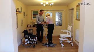 Etac R82 Molift Raiser Pro  sit to stand using one arm and leg with a single carer [upl. by Inaffit]