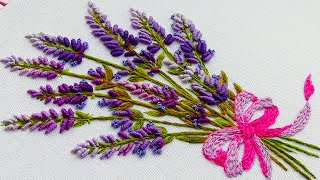 Hand embroidery Lavender flowers [upl. by Dis]