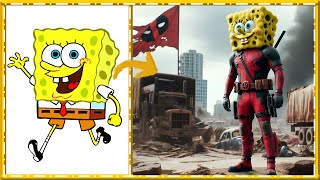 SpongeBob As Deadpool🤔  All Characters Magic Imagine Transformation [upl. by Aaberg]