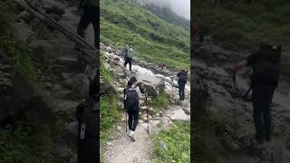 River crossing annapurnabasecamptrek nepalhikingadventure [upl. by Saideman]