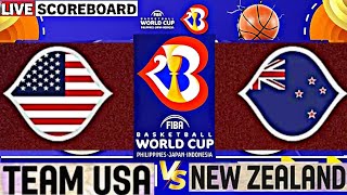 USA vs NEW ZEALAND  FIBA 2023 Mens Basketball World Cup LIVE Scoreboard [upl. by Coplin668]