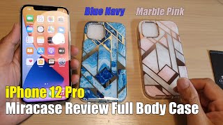 Review of Miracase Full Body Bumper Case for iPhone 12 Pro  In Navy Blue  Marble Pink [upl. by Greenebaum870]