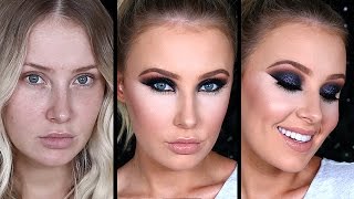 GLITTER GALAXY SMOKEY EYE  Full Glam Tutorial  Lauren Curtis [upl. by Maryl887]