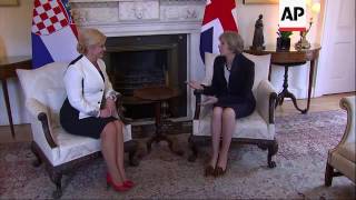 May meets Croatia president at Downing Street [upl. by Tamara319]