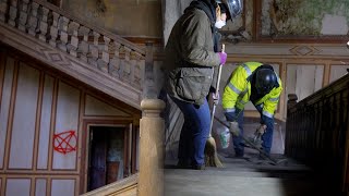 Clearing The Fallen Plaster Off The Grand Chateau Staircase [upl. by Ramgad50]