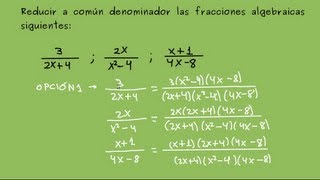 Reducción de fracciones algebraicas a común denominador [upl. by Kinnon]