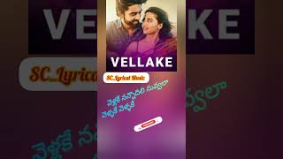 Vellake Song Lyrical Telugu subscribe lyrics whatsappstatus support vellake telugu love song [upl. by Eiramnaej147]