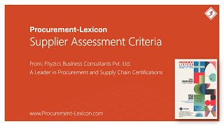 Supplier Assessment Criteria from Procurement Lexicon [upl. by Anauj859]