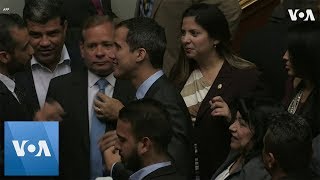 Venezuelas Juan Guaido Arrives for National Assembly Session [upl. by Htehpaj]