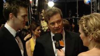 Colin Firth amp Nicolas Hoult  BAFTA Film Awards in 2010 Red Carpet [upl. by Yeorgi]