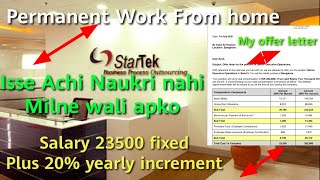 Permanent Work From Home  Company Startek  Salary 23500 fixed [upl. by Zeculon]