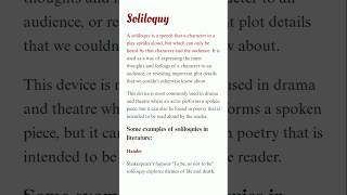 Literary term  Soliloquy  English Literature notes  shorts youtubeshorts [upl. by Vanni]